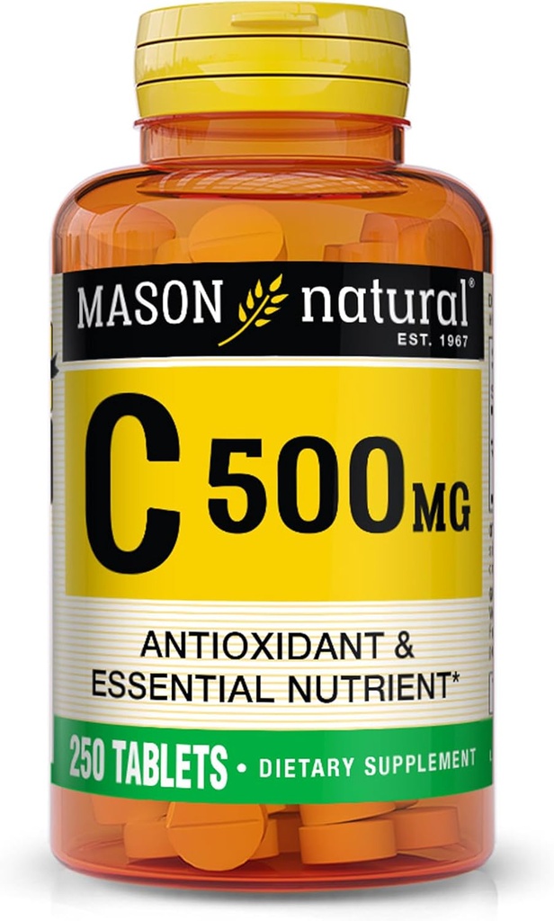 MASON NATURAL Vitamin C 500 mg - Supports Healthy Immune System, Antioxidant and Essential Nutrient, 250 Tablets
