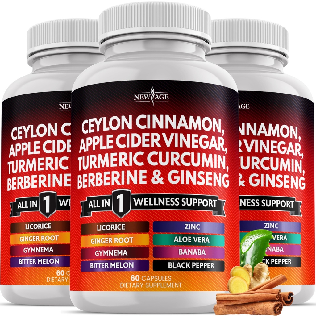 Ceylonská škorica, kurkuma, jablkový ocot, ženšen, Aloe Vera, Berberine Plus Banaba, koreň zázvoru - 180 grófov