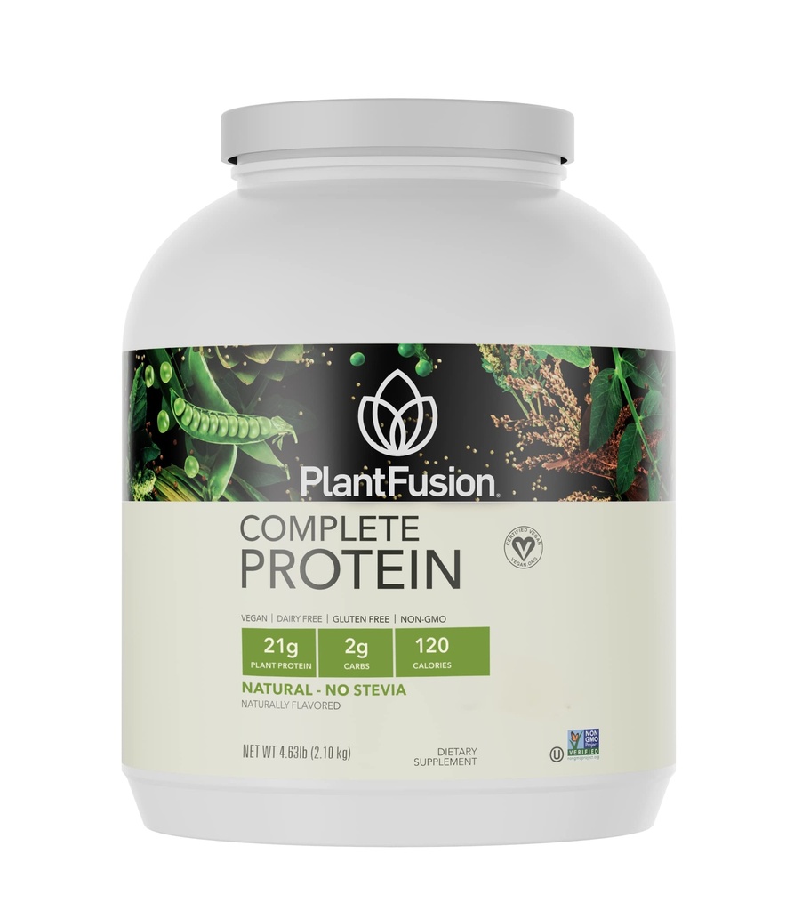 PlantFusion Complete Vegan Protein Powder - Plant Based Protein Powder with BCAAs, Digestive Enzymes and Pea Protein - Keto, Gluten Free, Non-Dairy, Non Sugar, Non-GMO - Natural- No Stevia 5 lb hromadne