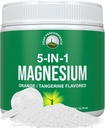 5-in-1 Magnézium prášok Nápoj pre ženy a mužov. Glycinát horečnatý + citran + malát + chelát + taurát. Skvelá ochutnávka Vegánsky doplnok pre svalovú relaxáciu, spánok, kremík. Oranžová chuť