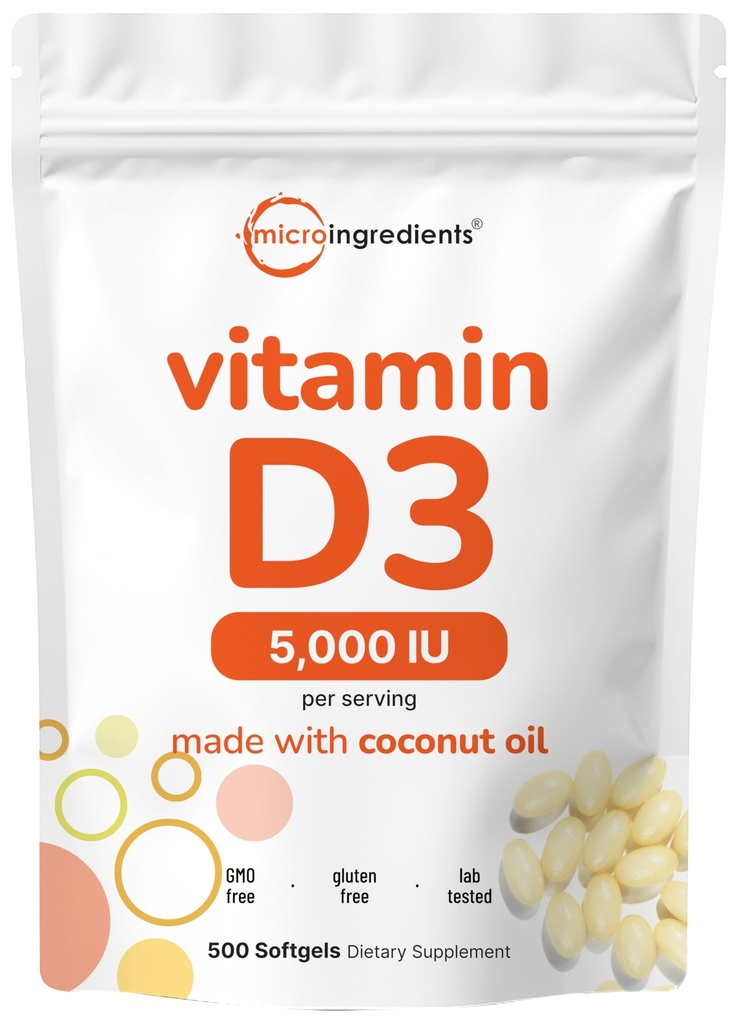 Micro Ingrediencie Vitamín D3 5 000 IU, 500 Softgels 