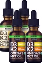 NUSAVA Neochutené D3 K2 tekuté kvapky a Vanilka ochutené D3 K2 tekuté kvapky Bundle - Silné kvapalné vitamíny pre srdce, kĺb, kosti, svalovina, & Imunitná podpora - non-GMO, Gluten-free, 2pk Každý