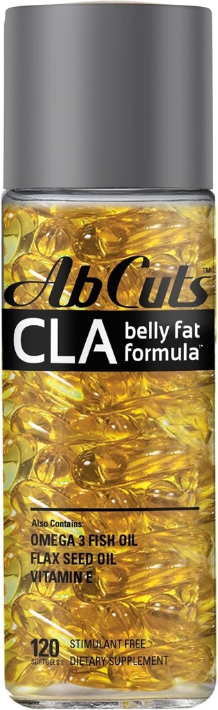 CLA Belly Fat Formula - 120 Easy-to-Swallow Softgels - Omega 3 Rybí olej, Ľanový olej a vitamín E - pomáha zvýšiť Antioxidant dodávky a zdravé telo zloženie