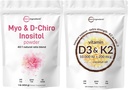 Micro Ingrediencie Vitamín D3 10 000iu + K2 200mcg Coconut Oil Softgels & Myo & D-Chiro Inositol Powder Bundle 2 Pack
