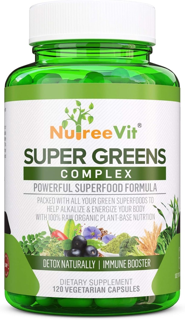 Supergreeny - Spirulina, Chlorella, Pšeničná tráva + Viac - Zelená zmes plná živín