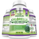 ČERSTVÉ ZDRAVOTNÍCKE Premium Chlórella Supplement, 1200mg Pure Vegan Powder Capsules, 180 Chlorofyl a CFG Pills, Natural Detox Superfood, prirodzene obsahuje B Vitamíny a minerály