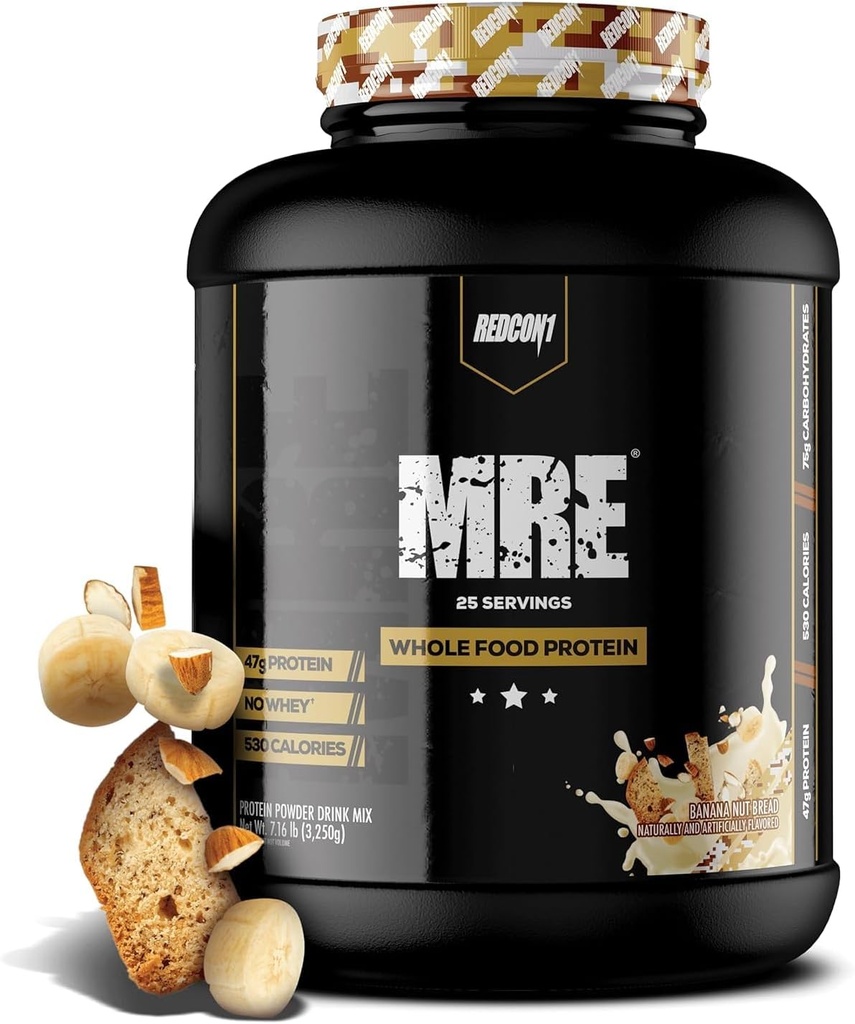 REDCON1 MRE Lite celý potravinový proteín prášok, Banana Nut Chlieb - Nízke Carb & Srvátkové Free Jedlá Nahradenie zmesou živočíšnych bielkovín - Jednoduché na strava doplnok vyrobený s MCT olejmi (30 Servings)
