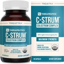 C-Strum® Organic Bovine Colostrum Supplement, 60% igG, Prvé dojenie, Tráva Fed, Max Strength Colostrum Capsules from German Dairy Cows - Gut, Imunity, Skin & Hair Support (90 počet)