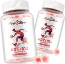 Vitamín ADK+B12 Gummy Doplnky: Vitamín D3 K2 (MK-7) s B12 pre ženy Žuvateľný Vegán Multivitamín Podpora kostného mozgu Immune kože srdce Cukor bez maliny Ochutené 2 balenia