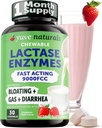Yuve Natural Fast Acting Dairy Relief Delicious Chewables - Lactase Enzyme 9000 FCC - Rozlúčte sa s Dairy Discomfort z laktózovej intolerancie - Jahodový krém Flavor - 30ct