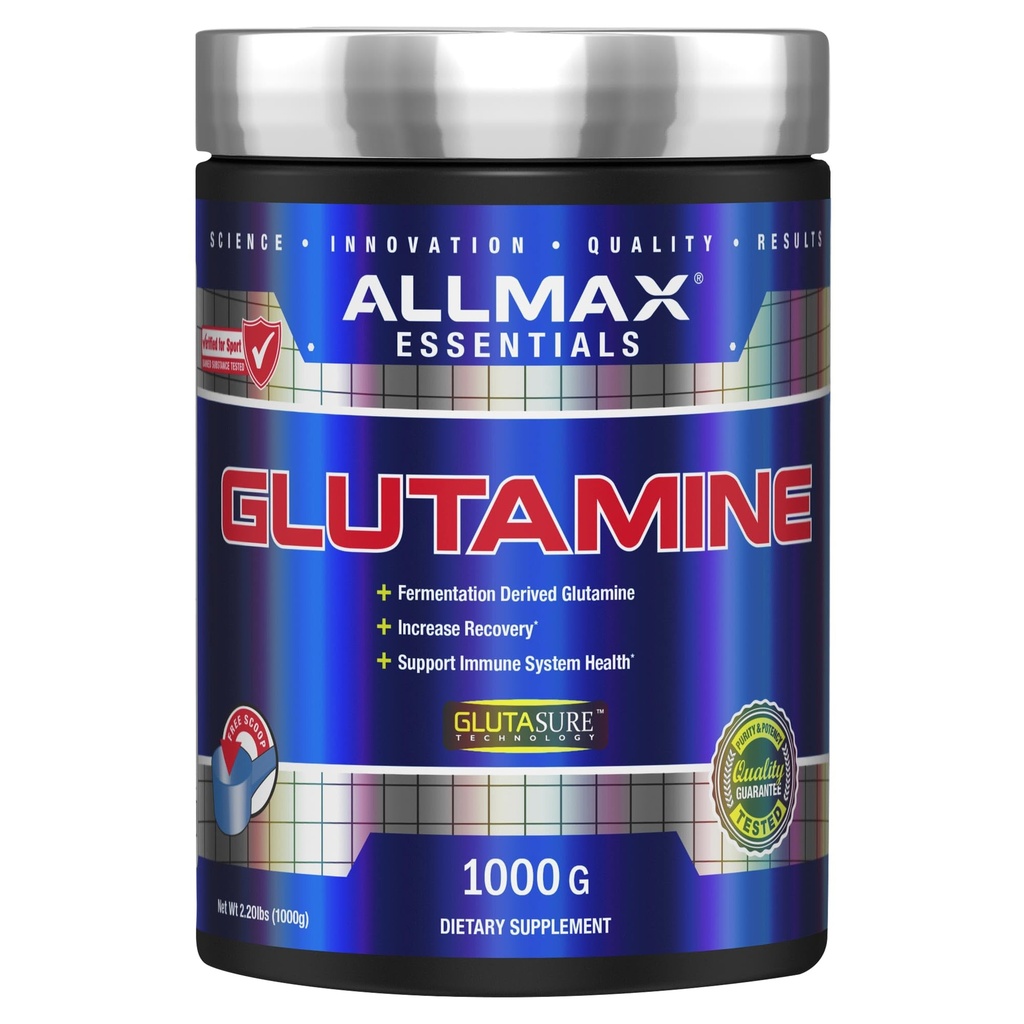 ALMMAX Nutrition L - glutamín prášok, svalové zotavenie vzorec, bez lepku, Vegan, 1000 Grams