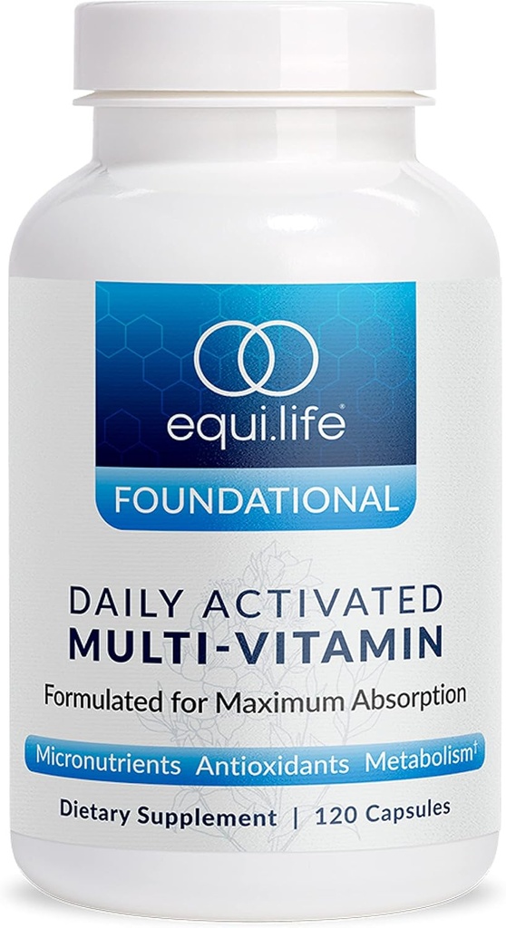 Equilife Daily Activated Multivitamín, 21 Essential Nutrients with B Complex, Antioxidant Formula pre celkové wellness, bezlepkové, non-GMO, 120 Kapsule