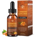 (2 balenia) Organic Turmeric Curcumin Supplement with Black Pepper and Ginger - Liquid Turmeric Extract Drops (s škoricou, rozmarínom) - Mobilita a Flexibilita podpora a trávenie zdravie - 1 Fl Oz