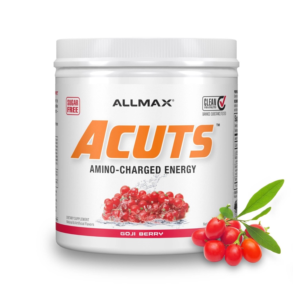 ALMMAX AMINOKUTY (ACUTS), Amino-chrabrý energetický nápoj s taurínom, L-karnitín, extrakt zo zelenej kávy, Goji Berry Martini, 30 porcií