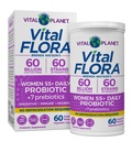 Vital Planéta - Vital Flora Probiotiká pre ženy Viac ako 55 denne Policajt Stabilné Probiotiká 60 miliárd CFU, 60 rôznych kmeňov, 7 organických prebiotík, Imunitná podpora a Tráviace zdravie 60 kapsúl
