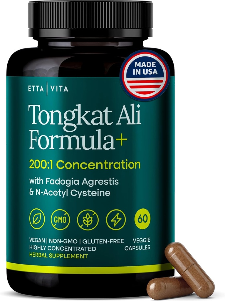 Silný LongJack - Tongkat Ali & Fadogia Agrestis Supplement for Men & Womens Energy, T support, Lean Muscle Growth & Recovery, Hormonal Balance, Pre-Workout with Vegan NAC Liver Detox & Cleanse