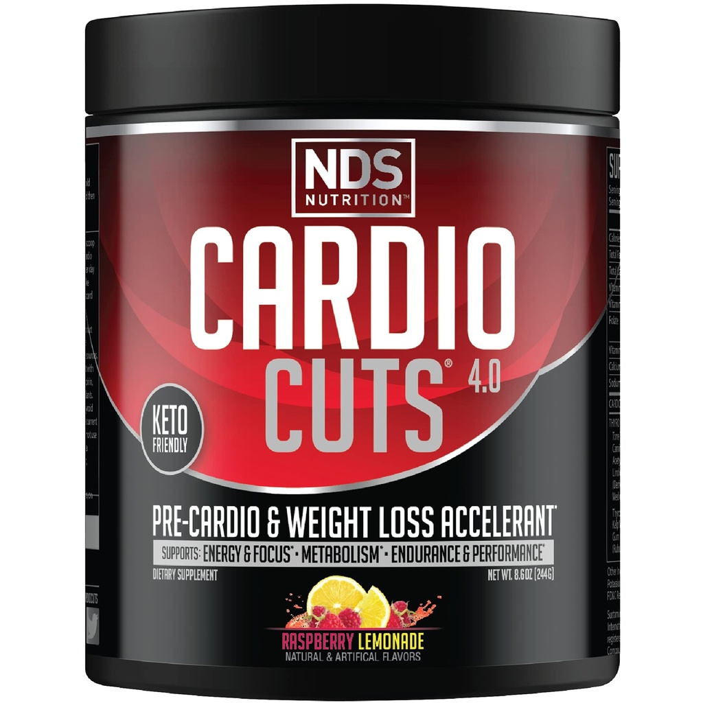 NDS Nutrition 4.0 pred tréningom doplnok - Advanced Weight Loss and Pre Cardio Formula s L-karnitín, CLA, MCTs, L-Glutamine, a požltový olej - Razz Lemonade (40 Servings)