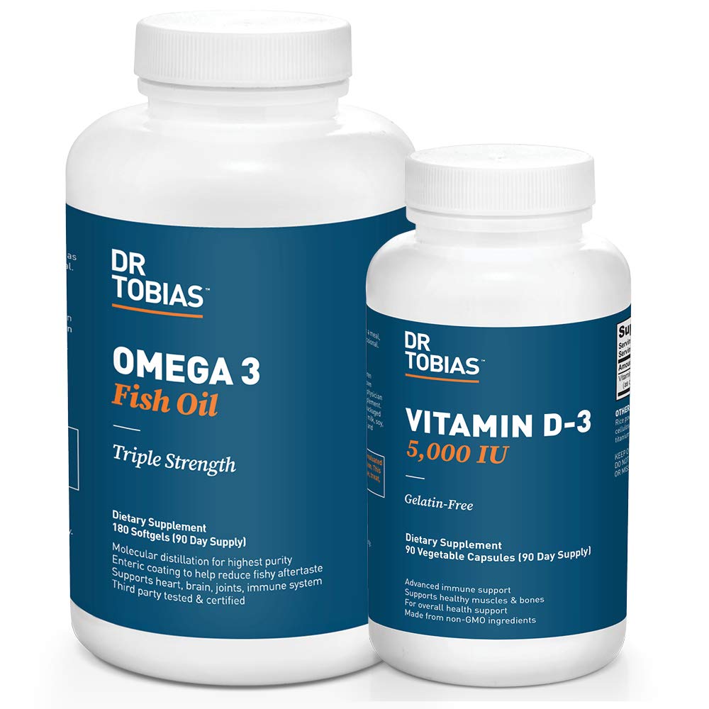 Dr. Tobias Omega 3 Rybí olej a vitamín D-3 podporuje celkové zdravie - 3 mesiace dodávky