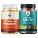 Bundle of Turmerica Curcumin Immune Support Gummies and Pečeň Clease Detox & Repair Formula - Joint Support and Advanced Skin Care - with Milk Thitle Dandelion Root Turmerica and Artičoke Extract