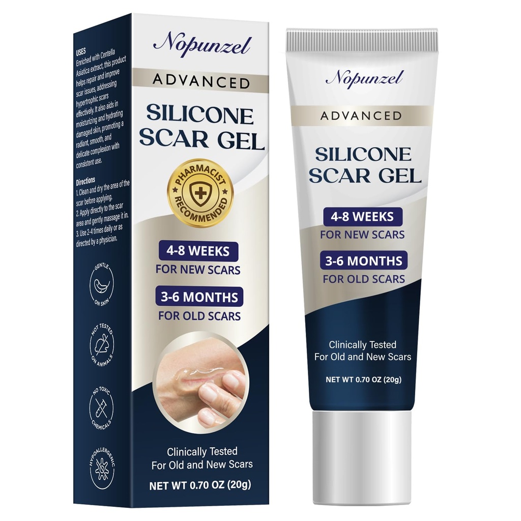 Silikónový zjazvený gél: Silikónový gél pre jazvy - Zlepšiť vzhľad jazvy pre staré a nové jazvy - Zdravotná trieda Silikón - Advanced Scar Gel - Scalds - Chirurgia - Zranenie - Stehy - Popáleniny - 20g