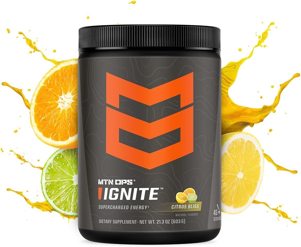 MTN OPS Ignite preplňovaný energetický nápoj Mix 45-Serving Tub, Citrus Bliss