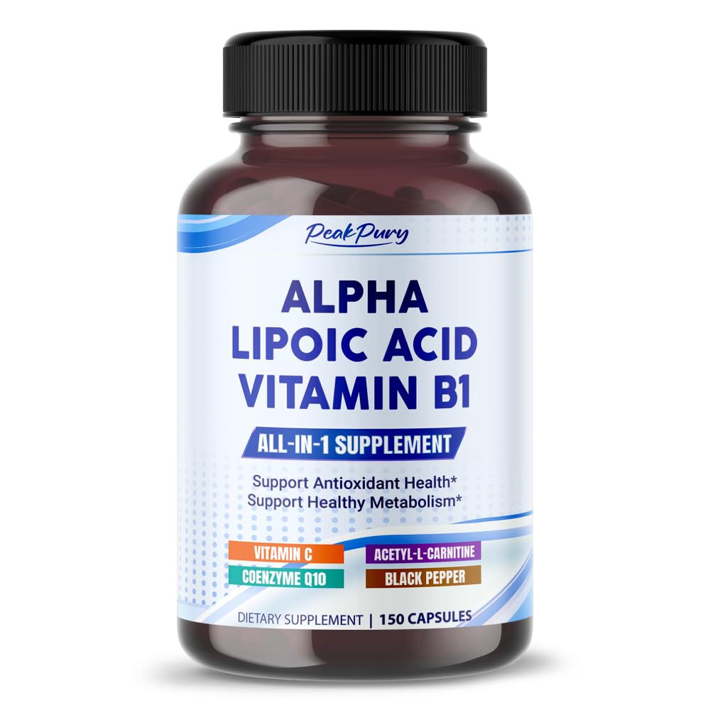 Alpha Lipoic acid s vitamínom B1 - podporuje antioxidant zdravie a zdravý metabolizmus - zahŕňa vitamín C, Acetyl-L-karnitín, CoQ10 - Vyrobené v USA- 150 Kapsule