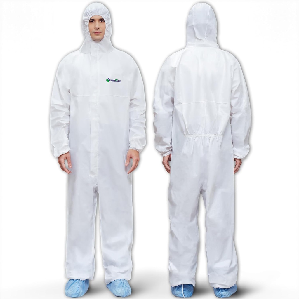 Medtecs Hazmat obleky - 6 Možnosti veľkostí - Jednorazové Celkovú oblek, Zdravotnícke ochranné Celkovú PPE Hazmat obleky