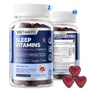 Melatonín bez obsahu 5-HTP GABA doplnok Gummy pre dospelých a deti 12+ s L-teanínom, glycinátom horečnatým, L-Tryptofánom, Apigeninom - bez cukru, jahodovou príchuťou, Veganom, 120 grófmi