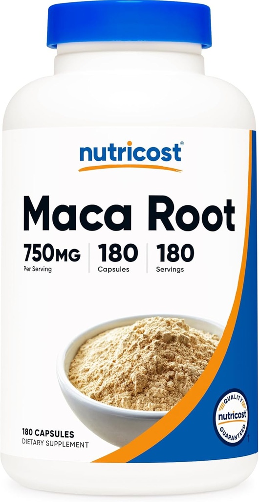 Nutricost Maca Root kapsuly (Lepidium meyenii) 750 mg, 180 kapsúl, 180 dávok