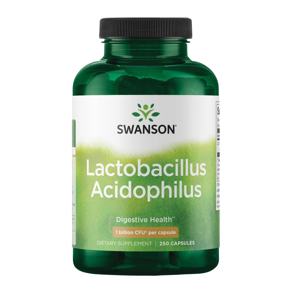 Swanson Lactobacillus Acidophilus Probiotic for Adults hľadá Daily Digestive and Bowel Health Support with 1 Milión CFU - Acid- Resistant (250 kapsúl)