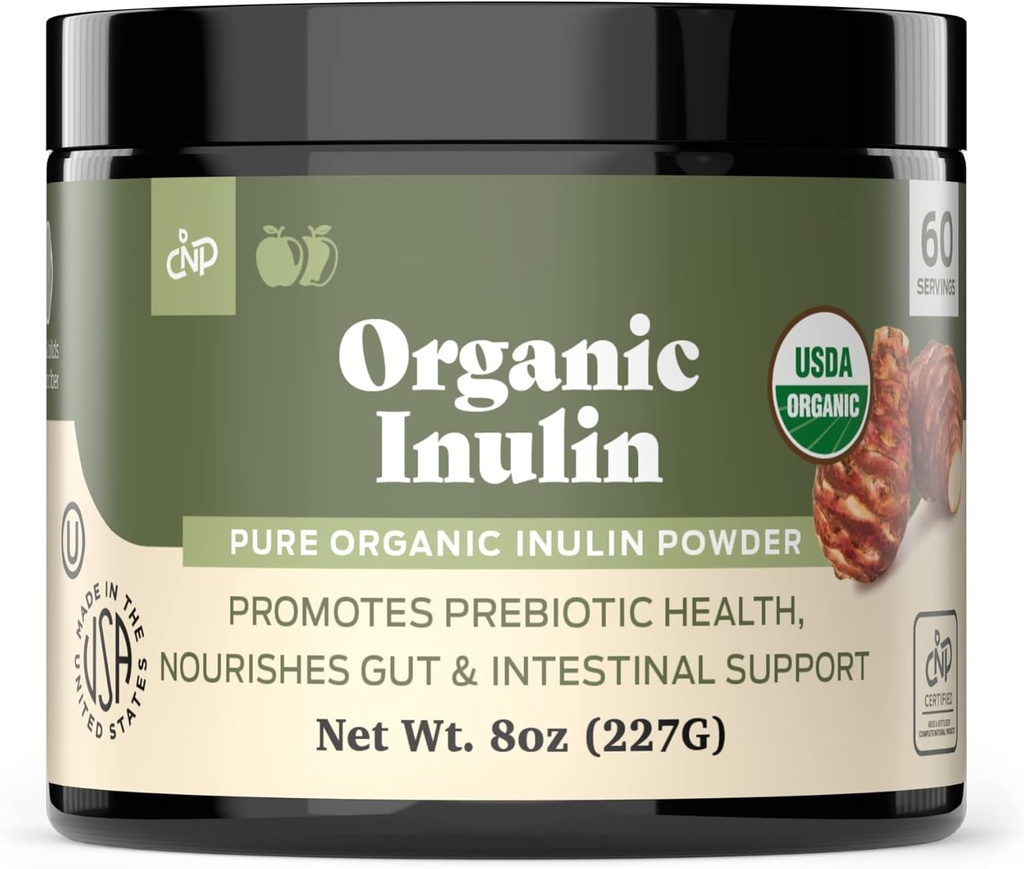 Pure Organic Inulin Powder Fiber Supplement - (Jerusalem Artichoke) Prebiotický hromadný inulin Fiber Powder 8oz Digestion & Gut Health