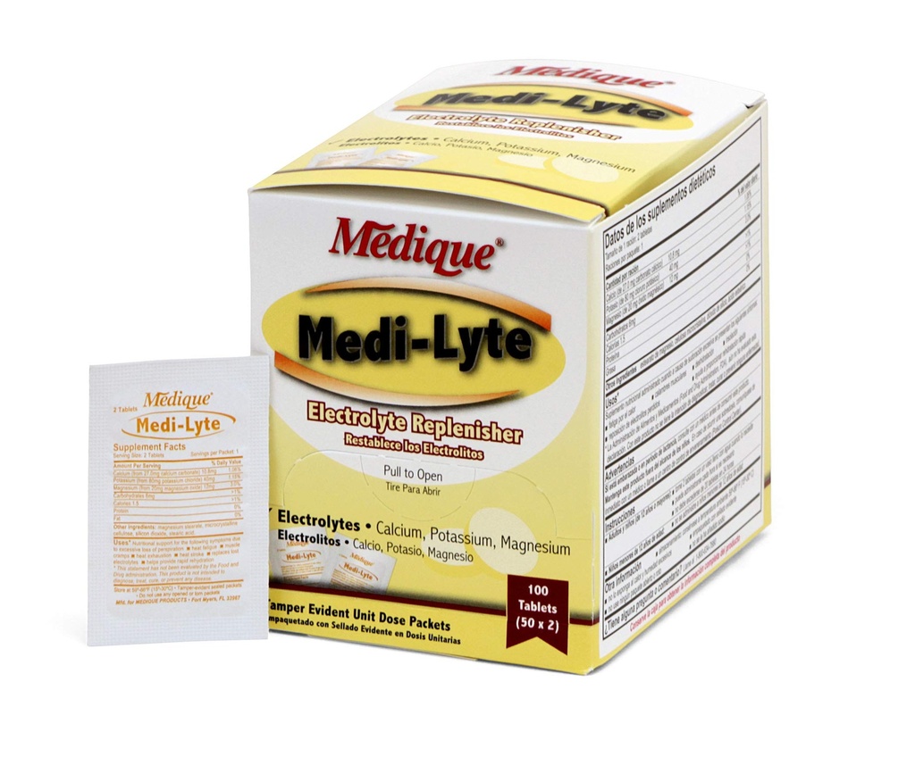 Medique 03033 Medi- Lyte Electrolyte tablety w/ Chlorid draselný pre kremík, 100- Tablety