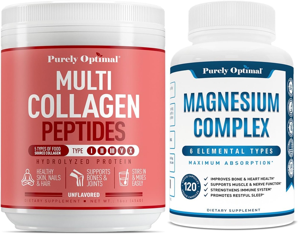 Čisto Optimal Premium Multikolagén Prášok + Premium Magnézium Complex - Dusičnan horečnatý, Malát, Svalová relaxácia - 120 caps