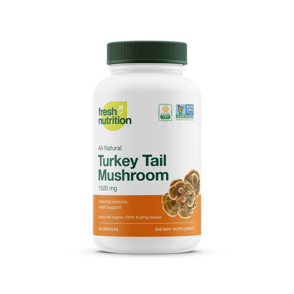Fresh Nutrition Organic Turkey Tail Mushrom Extract Supplement - High in Beta Glucans 