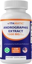 Vitamatic Andrographis Extract 1000 mg Per Serving - 120 Veg Capsules - 20X Extract, 100% Vegetarián, All-Natural, Gluten Free, Non-GMO