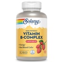 SOLARAY vitamín B-komplexné žuvačky, jahoda, zdravá energia, červené krvinky, podpora stresu a metabolizmu, 50 tabliet