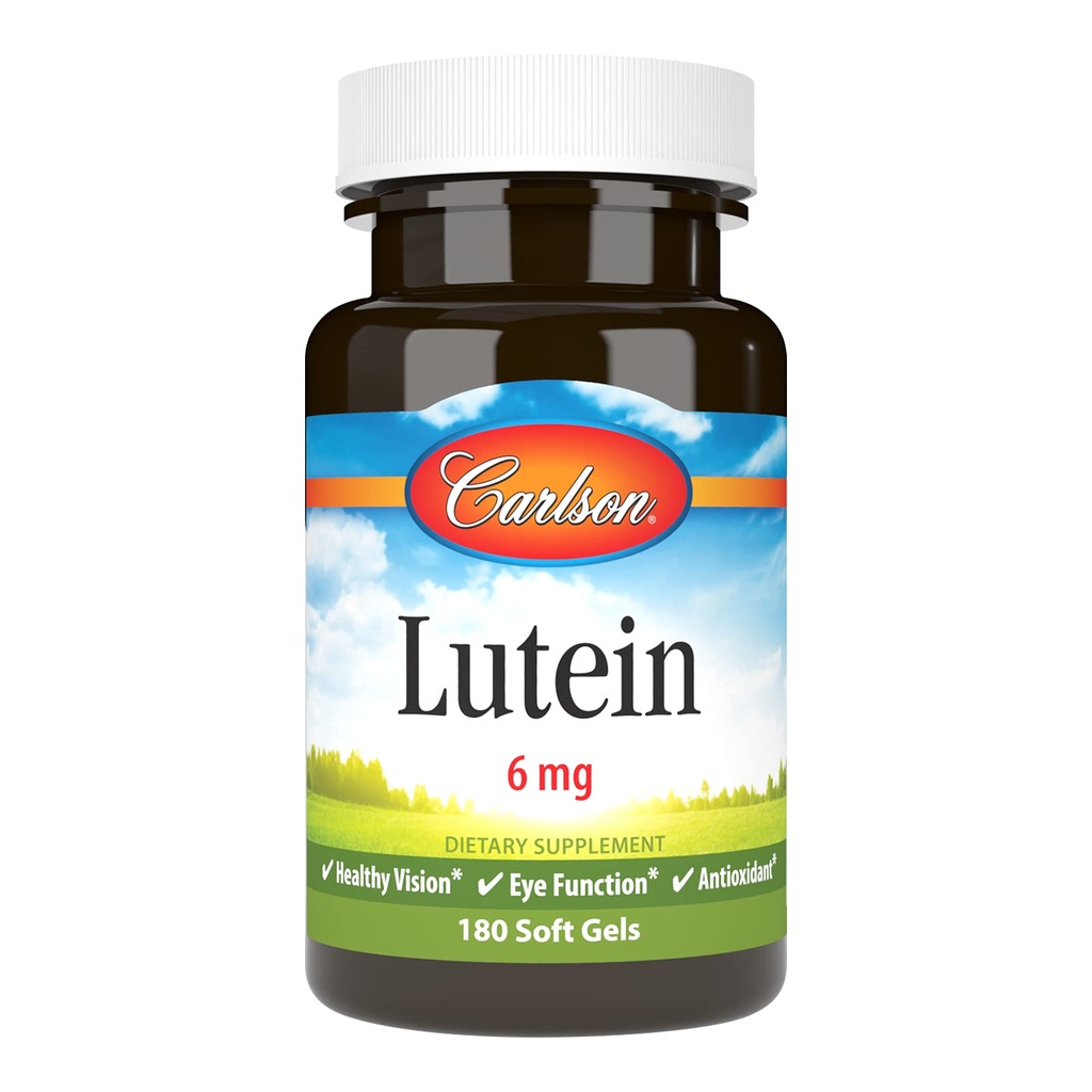 Carlson Lutein 6mg, Vision Support & Eye Health Supplement, Antioxidant Formula s Zeaxantin, 180 Softgels