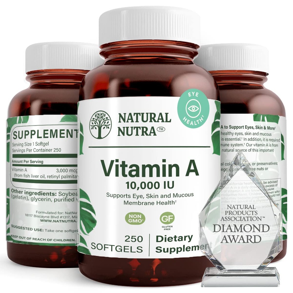 Prírodné Nutra Vitamín A 10 000 IU Softgels 