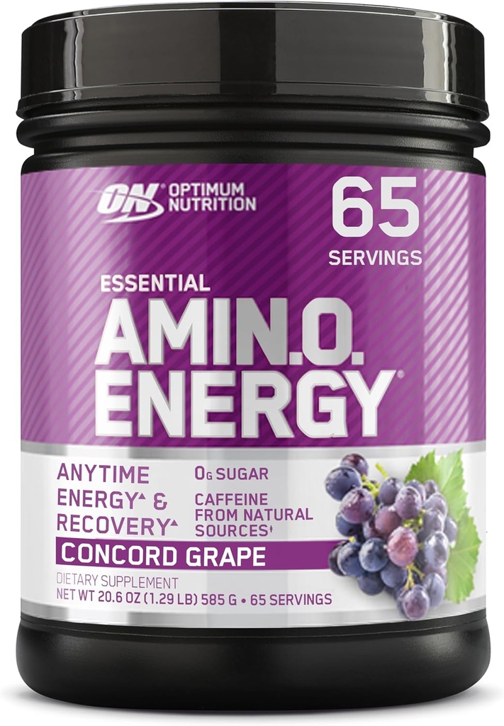 Optimálna výživa Amino Energy - Pre cvičenie so zeleným čajom, BCAA, Aminokyseliny, Keto Friendly, Zelená káva extrakt, Energetický prášok - Concord Grape, 65 Servings (Packaging May Vary)