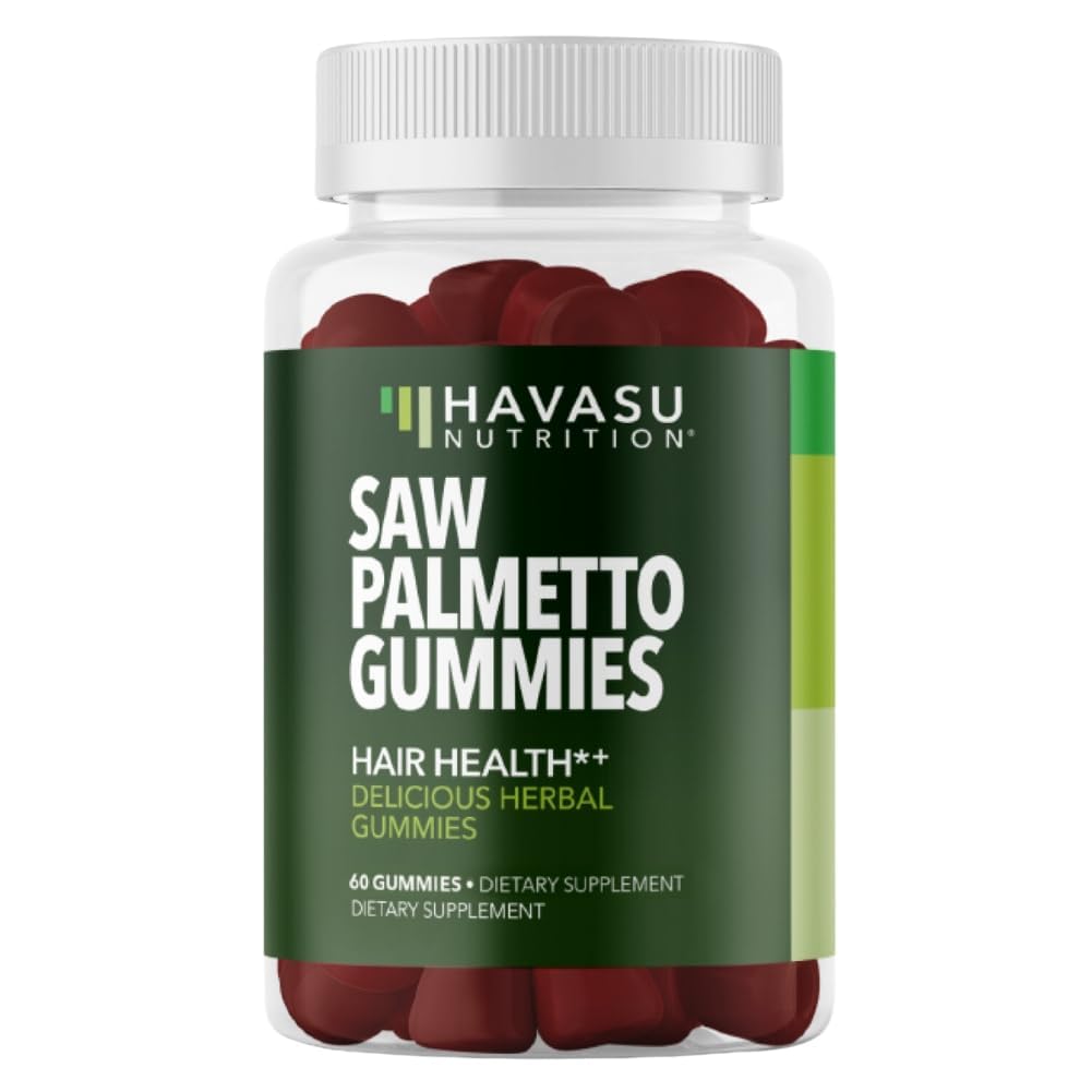 Saw Palmetto pre mužov Gummy - DHT Blocker doplnok pre zdravie vlasov a mužskej vzorované plemeno - 60 Počet - podporuje Scalp a prostaty wellness - Malinová chuť - Vegan, non-GMO, 1 mesiac dodávky