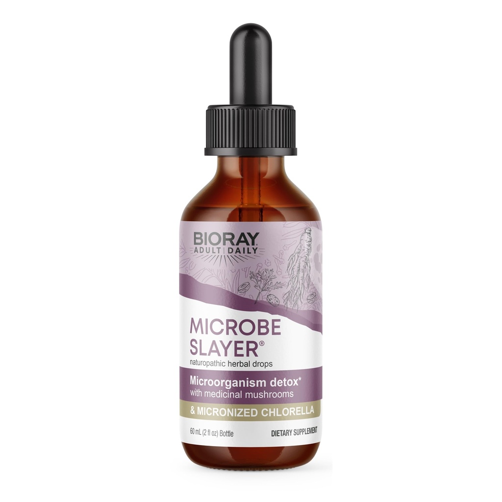 BIORAY Daily Microbe Slayer - 2 fl oz - podporuje rovnováhu intestinálnych mikróbov a vyživuje Pečeň - non-GMO, Vegetariánska, lepidlo zadarmo
