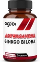 agobi 1600mg Ashwagandha with Ginkgo Biloba Supplement - Super extrakt formula pre imunitný systém, Výroba energie, zdravie pamäte a zameranie - 240 Veggie Kapsule