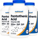 Nutricost Kyselina pantoténová (vitamín B5) 500 mg, 240 kapsúl (3 fľaše)