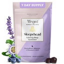 Krídlo Wellness Sleepyhead Natural Sleep Gummy pre ženy - Sleep Support Aid pre dospelých s 3mg Melatoninu, L-Theanine, 5-HTP - Natural Gummy Supplement - Blueberry Lavender, 14 Vegan Gummies