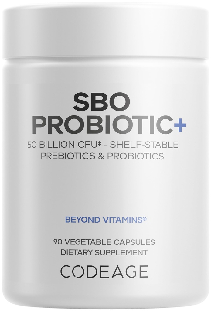 Codeage SBO probiotiká, 50 miliárd CFU na obsluhu, viackmeňové pôdne organizácie Blend a organické kvasené botanické zmes, police-stable, 90 kapsúl