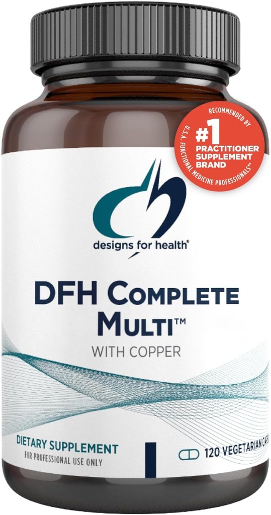 Designs for Health DFH Complete Multi with Copper - Comprehensive Multi Vitamin + Mineral Supplement with Folate, 1000 IU Vitamin D, Immune Support Vitamins - Multivitamin with No Iron (120 Capsules)