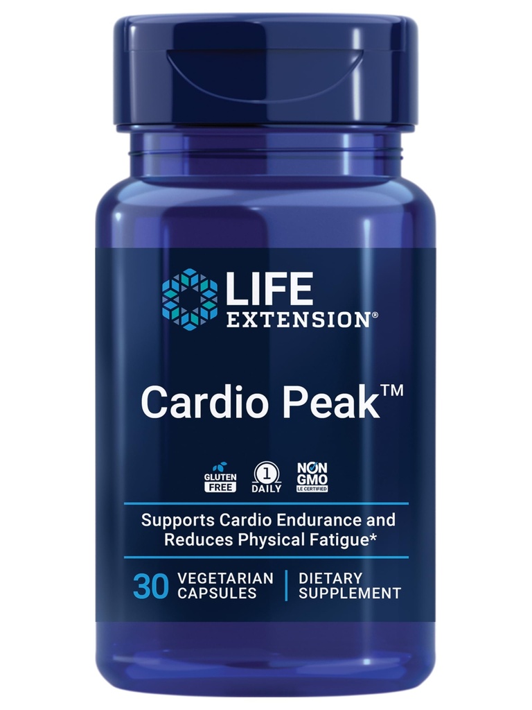 Life Extension Cardio Peak, Kardiovaskulárne doplnky, Srdcové zdravie, Arjuna, 1-Deň, Gluten Free, Non-GMO, Vegetarián, 30 Kapsule