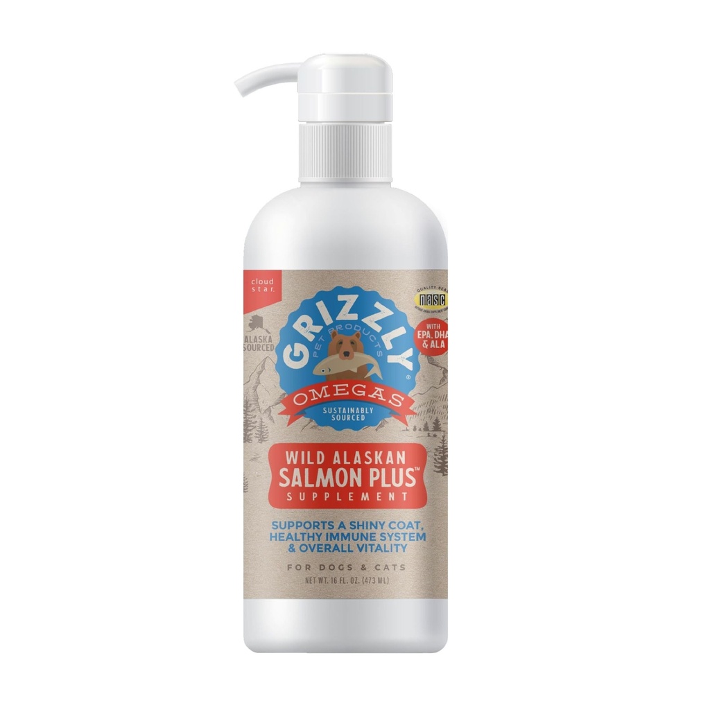 Grizzly Pet Products Salmon Plus Omega 3-6-9 potravinové doplnky pre psy a mačky, 16 Ounce