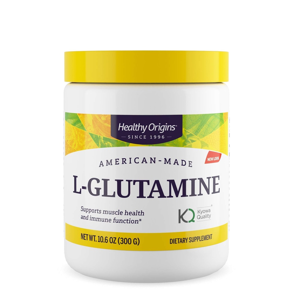Zdravý pôvod L-glutamine (American-Made, Non-GMO, Gluten Free, Muscle Support, Immune Support), 10,6 Ounce