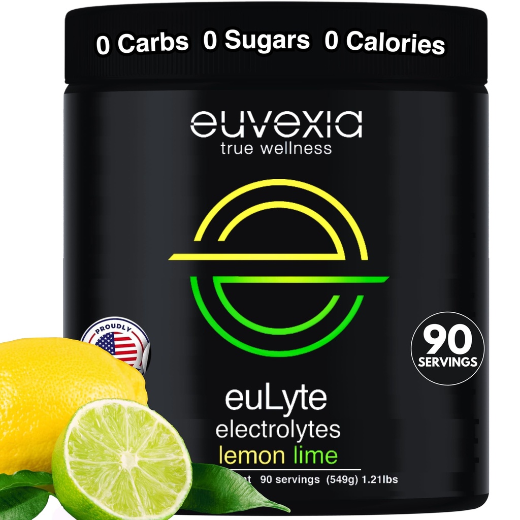 Dr Ekberg euLyte Instant Hydratácia Elektrolyty Prášok Nulová cukor Carb Kalórie Citrón Vápny Nápoj Mix • 80+ Minerály Magnézium Vápnik Stopové minerály • Pôst Keto Stevia • 90 Slúži